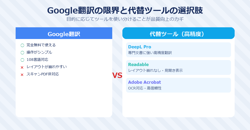 Google翻訳の限界と代替ツールの選択肢